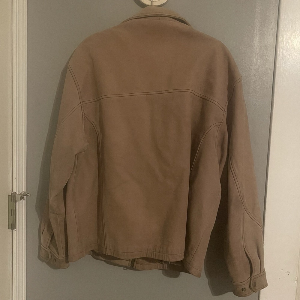 Vintage The Territory Ahead Leather Jacket Mens Size L Tan Plaid Lined - Picture 6 of 6